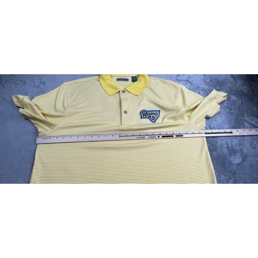 Los Angeles Rams Polo Mens XL Yellow Striped Shirt Cubavera Embroidered Stretch - Picture 5 of 7